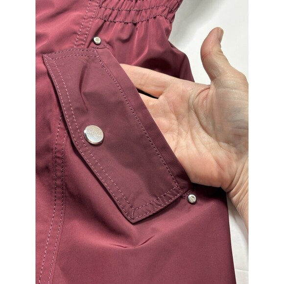 Laundry by Shelli Segal Parka Coat Jacket Burgundy Medium Hooded Quilted - Picture 11 of 16